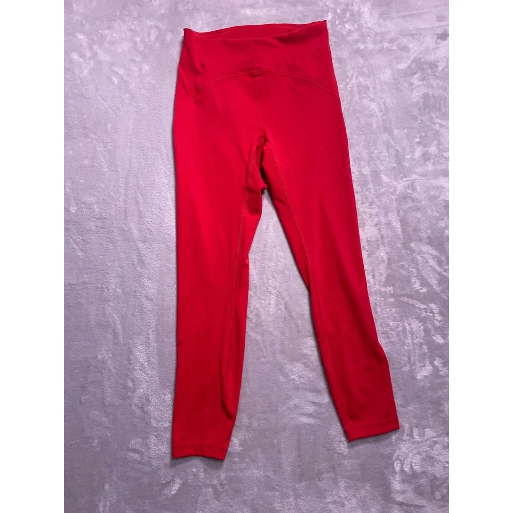 Lululemon Womens Red High Rise Activewear Leggings with Pockets Size 6